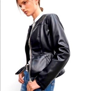 Zara faux leather jacket with pockets